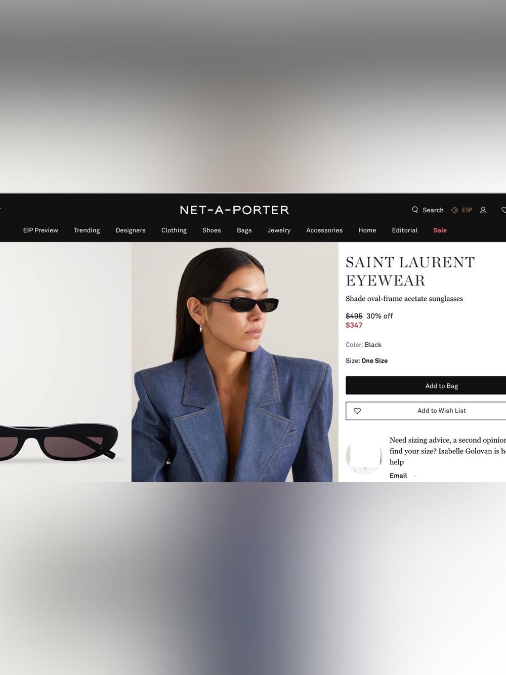 Saint Laurent Glossy Black Slim Oval Sunglasses - Picture 7 of 8